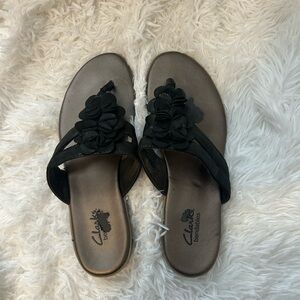 Clarks Bendables Black Floral Sandals